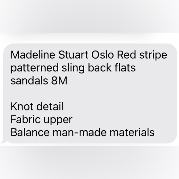 Madeline Stuart Oslo red stripe patterned sling back peep toe sandal 8M - Picture 6 of 6